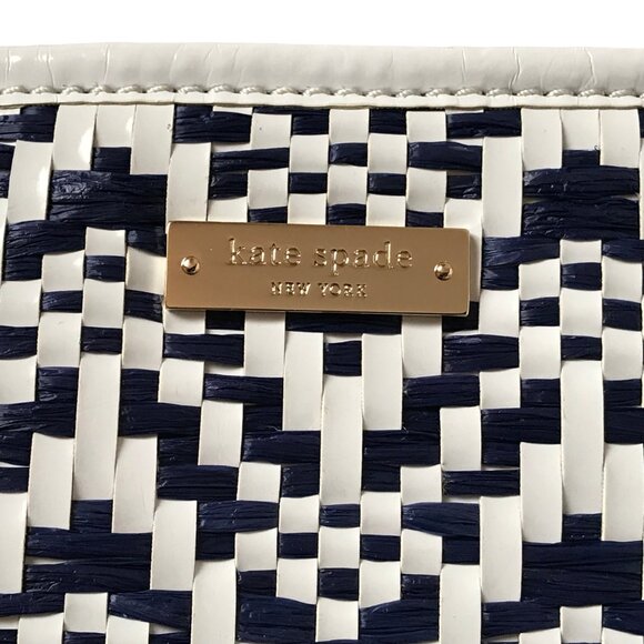 Kate Spade New York Woven blue & white Bottom and Handle White Handbag - Picture 7 of 14